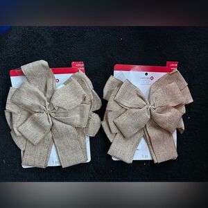 Set of 2- Celebrate It Large Burlap Christmas Crafting Decoration Bow